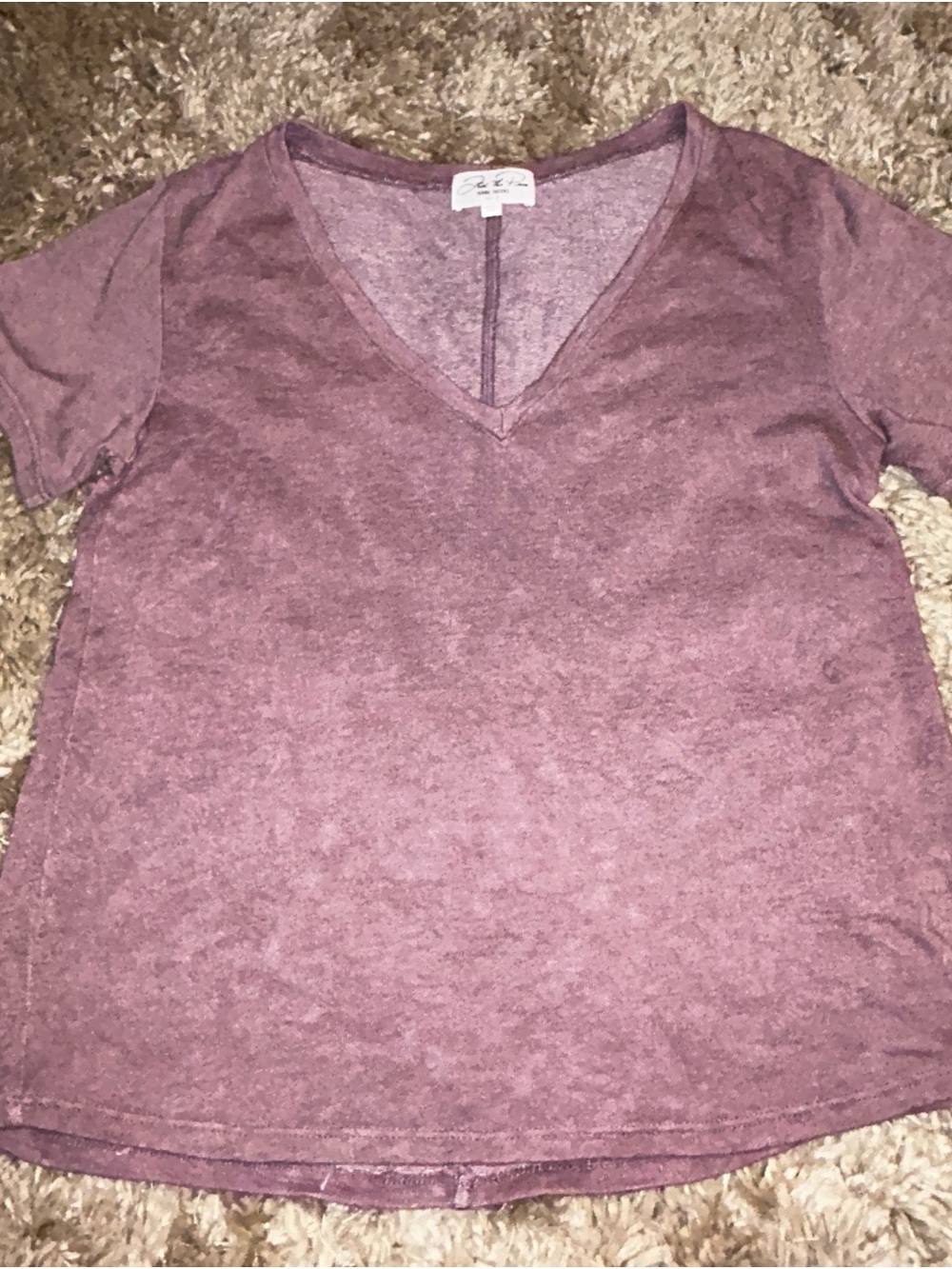 Feel The Piece Terre Jacob’s V-Neck Short Sleeve Tee in Mauve Pink